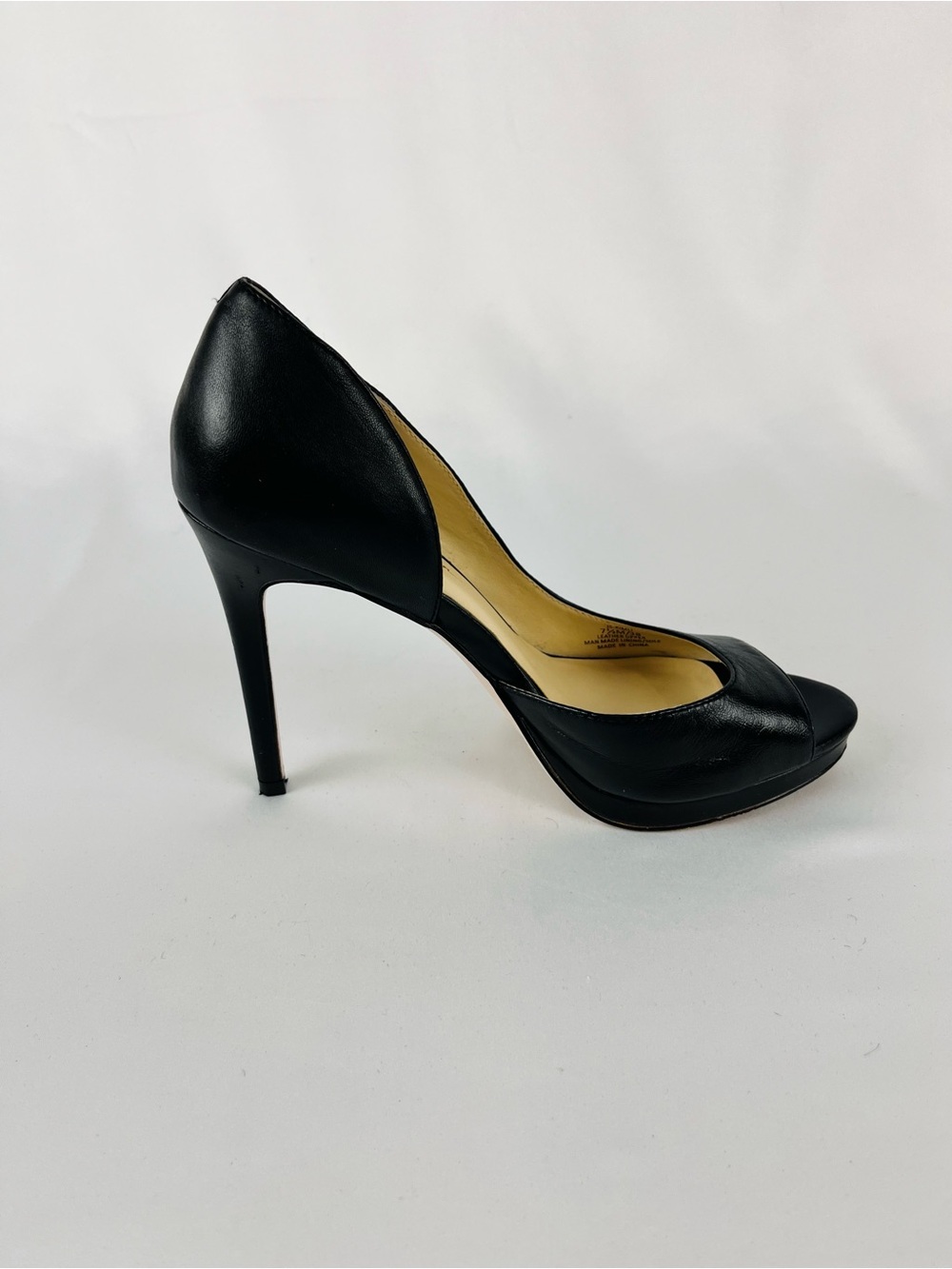 Jessica Simpson Kimli Black Leather d'Orsay Peep-toe Pumps Heels Size 7.5